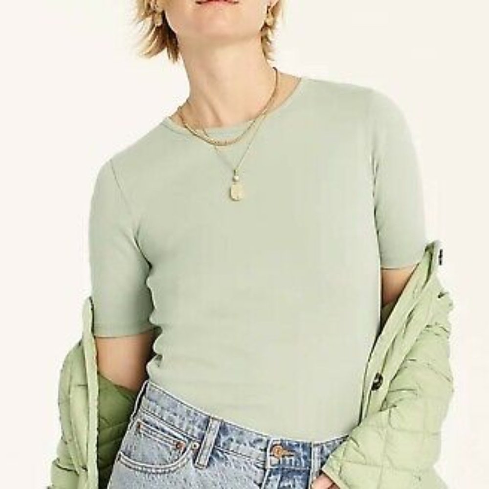 J Crew Slim Perfect Short Sleeve T-Shirt in Faded Pistachio NWT